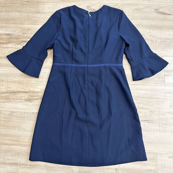 Draper James NEW‎ Women's Solid Keyhole Dress Size 10 Navy Blue Bell Sleeve - Picture 8 of 10